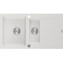 Mexen Matias  konyhai mosogató gránit 1,5 medence+csepegtetö+ pop up szifon  90 x 50,5 cm, fehér  - 6502901505-20 1,5 medencés 1,5 medencés 406959 Mexen