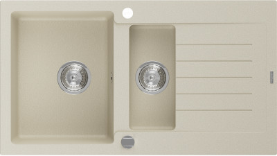 Mexen Matias  konyhai mosogató gránit 1,5 medence+csepegtetö+ pop up szifon  90 x 50,5 cm, beige - 6502901505-69 1,5 medencés