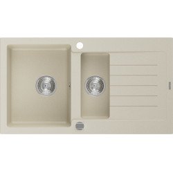 Mexen Matias  konyhai mosogató gránit 1,5 medence+csepegtetö+ pop up szifon  90 x 50,5 cm, beige - 6502901505-69 1,5 medencés 1,5 medencés 406959 Mexen