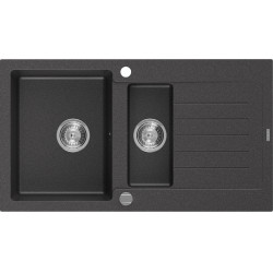 Mexen Matias  konyhai mosogató gránit 1,5 medence+csepegtetö+ pop up szifon  90 x 50,5 cm, fekete köhatasu - 6502901505-76 1,5 medencés 1,5 medencés 406959 Mexen