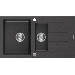 Mexen Matias  konyhai mosogató gránit 1,5 medence+csepegtetö+ pop up szifon  90 x 50,5 cm, fekete köhatasu - 6502901505-76 1,5 medencés 1,5 medencés 406959 Mexen