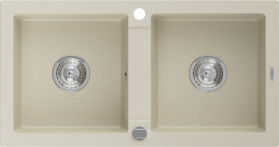 Mexen Mario  konyhai mosogató gránit 2 medence+ pop up szifon  82,6 x 43,6 cm, beige - 6504822000-69 2 medencés