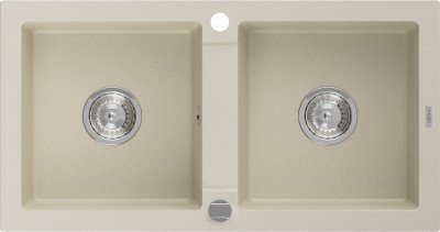 Mexen Mario  konyhai mosogató gránit 2 medence+ pop up szifon  82,6 x 43,6 cm, beige - 6504822000-69 2 medencés