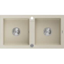 Mexen Mario  konyhai mosogató gránit 2 medence+ pop up szifon  82,6 x 43,6 cm, beige - 6504822000-69 2 medencés 2 medencés 406959 Mexen