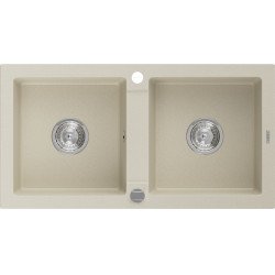 Mexen Mario  konyhai mosogató gránit 2 medence+ pop up szifon  82,6 x 43,6 cm, beige - 6504822000-69 2 medencés 2 medencés 406959 Mexen
