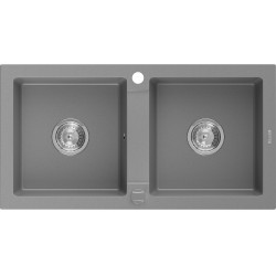 Mexen Mario  konyhai mosogató gránit 2 medence+ pop up szifon  82,6 x 43,6 cm, szürke  - 6504822000-71 2 medencés 2 medencés 406959 Mexen