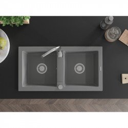 Mexen Mario  konyhai mosogató gránit 2 medence+ pop up szifon  82,6 x 43,6 cm, szürke  - 6504822000-71 2 medencés 2 medencés 406959 Mexen