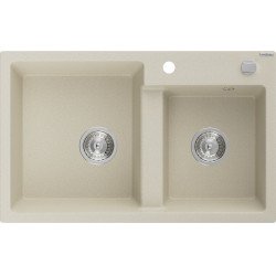 Mexen Tomas  konyhai mosogató gránit 2 medence+ pop up szifon 800 x 500 mm, beige, szifon   króm - 6516802000-69 2 medencés 2 medencés 406959 Mexen