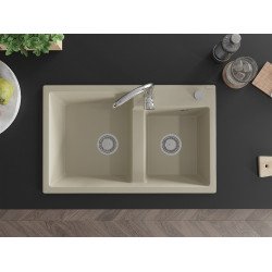 Mexen Tomas  konyhai mosogató gránit 2 medence+ pop up szifon 800 x 500 mm, beige, szifon   króm - 6516802000-69 2 medencés