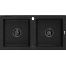 Mexen Mario  konyhai mosogató gránit 2 medence+ pop up szifon 820 x 436 mm, fekete , szifon  fekete  - 6504822000-77-B 2 medencés 2 medencés 406959 Mexen