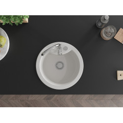 Mexen Diego  konyhai mosogató gránit 1 körmedence+ pop up szifon 488 x 480 mm, fehér  - 6512481000-20 Kör medencés