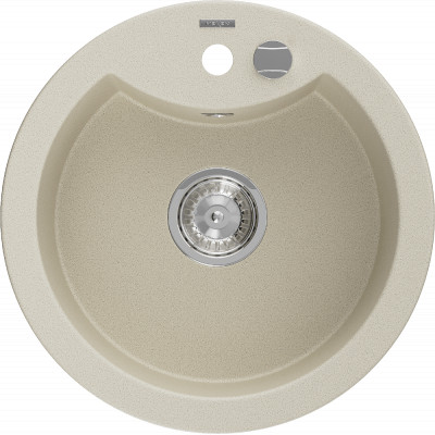 Mexen Diego  konyhai mosogató gránit 1 körmedence+ pop up szifon 488 x 480 mm, beige - 6512481000-69 Kör medencés