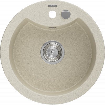 Mexen Diego  konyhai mosogató gránit 1 körmedence+ pop up szifon 488 x 480 mm, beige - 6512481000-69 Kör medencés