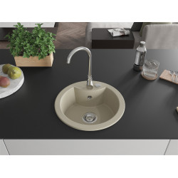 Mexen Diego  konyhai mosogató gránit 1 körmedence+ pop up szifon 488 x 480 mm, beige - 6512481000-69 Kör medencés