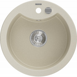 Mexen Diego  konyhai mosogató gránit 1 körmedence+ pop up szifon 488 x 480 mm, beige - 6512481000-69 Kör medencés Konyhai mosogató tálca 406959 Mexen