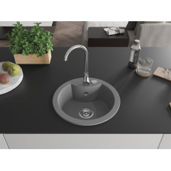 Mexen Diego  konyhai mosogató gránit 1 meördence+ pop up szifon 488 x 480 mm, szürke  - 6512481000-71 Kör medencés