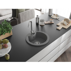Mexen Diego  konyhai mosogató gránit 1 meördence+ pop up szifon 488 x 480 mm, szürke  - 6512481000-71 Kör medencés Konyhai mosogató tálca 406959 Mexen