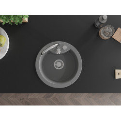 Mexen Diego  konyhai mosogató gránit 1 meördence+ pop up szifon 488 x 480 mm, szürke  - 6512481000-71 Kör medencés