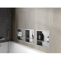Mexen X-Wall-R  falba építhetö polc falfülke  polcal 30 x 30 cm, inox - 1910303010S Falfülke