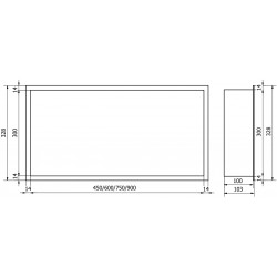 Mexen X-Wall-R  falba építhetö polc falfülke  45 x 30 cm, inox - 1910453010 Falfülke
