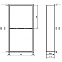 Mexen X-Wall-R  falba építhetö polc falfülke  polcal 60 x 30 cm, inox - 1910603010S Falfülke