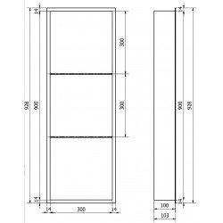 Mexen X-Wall-R  falba építhetö polc falfülke  polcal 90 x 30 cm, inox - 1910903010S Falfülke