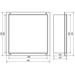 Mexen X-Wall-NR  falba építhetö polc falfülke burkolható keret 30 x 30 cm, inox - 1911303010 Falfülke
