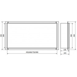 Mexen X-Wall-NR  falba építhetö polc falfülke burkolható keret 45 x 30 cm, inox - 1911453010 Falfülke