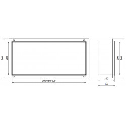 Mexen X-Wall-NR  falba építhetö polc falfülke burkolható keret 60 x 20 cm, inox - 1911602010 Falfülke
