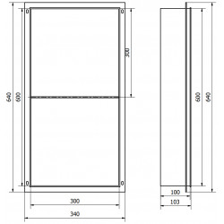 Mexen X-Wall-NR  falba építhetö polc falfülke burkolható keret  polcal 60 x 30 cm, inox - 1911603010S Falfülke