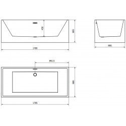 Luxury Vigo szabadon álló fürdökád akril  178,5 x 80 cm, fehér - 51251788000 Térben álló kád