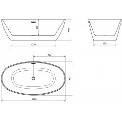 Luxury Eris szabadon álló fürdökád akril  180 x 95 cm, fehér - 53441809500 Térben álló kád