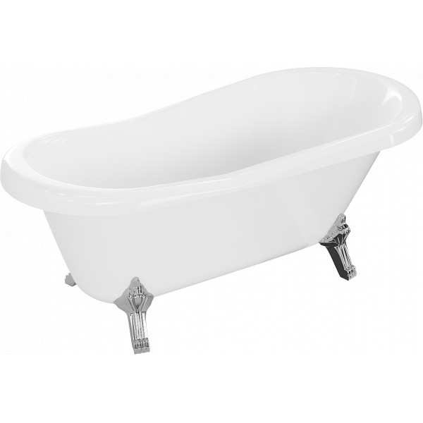 Luxury Retro szabadon álló fürdökád akril  150 x 73 cm, fehér, láb króm - 53251507300-00 Térben álló kád