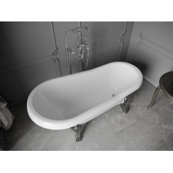 Luxury Retro szabadon álló fürdökád akril  150 x 73 cm, fehér, láb króm - 53251507300-00 Térben álló kád