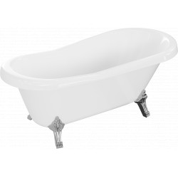 Luxury Retro szabadon álló fürdökád akril  150 x 73 cm, fehér, láb króm - 53251507300-00 Térben álló kád Térben álló kád Luxury