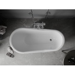 Luxury Retro szabadon álló fürdökád akril  150 x 73 cm, fehér, láb króm - 53251507300-00 Térben álló kád