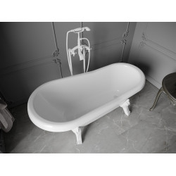 Luxury Retro szabadon álló fürdökád akril  150 x 73 cm, fehér, láb fehér  - 53251507300-20 Térben álló kád