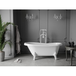 Luxury Retro szabadon álló fürdökád akril  150 x 73 cm, fehér, láb fehér  - 53251507300-20 Térben álló kád Térben álló kád Luxury