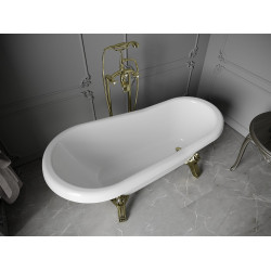 Luxury Retro szabadon álló fürdökád akril  150 x 73 cm, fehér, láb arany  - 53251507300-50 Térben álló kád