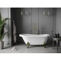 Luxury Retro szabadon álló fürdökád akril  150 x 73 cm, fehér, láb arany  - 53251507300-50 Térben álló kád Térben álló kád Luxury
