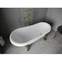 Luxury Retro szabadon álló fürdökád akril  150 x 73 cm, fehér, láb arany  - 53251507300-50 Térben álló kád