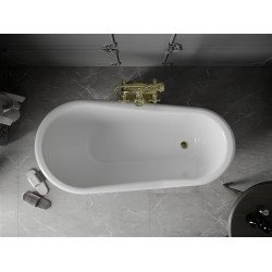 Luxury Retro szabadon álló fürdökád akril  150 x 73 cm, fehér, láb arany  - 53251507300-50 Térben álló kád
