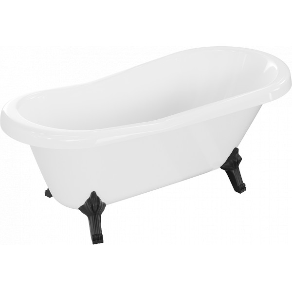 Luxury Retro szabadon álló fürdökád akril  150 x 73 cm, fehér, láb fekete  - 53251507300-70 Térben álló kád