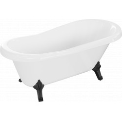 Luxury Retro szabadon álló fürdökád akril  150 x 73 cm, fehér, láb fekete  - 53251507300-70 Térben álló kád Térben álló kád Luxury
