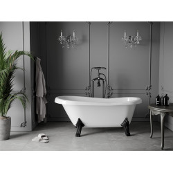 Luxury Retro szabadon álló fürdökád akril  150 x 73 cm, fehér, láb fekete  - 53251507300-70 Térben álló kád Térben álló kád Luxury