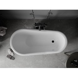 Luxury Retro szabadon álló fürdökád akril  150 x 73 cm, fehér, láb fekete  - 53251507300-70 Térben álló kád