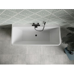 Luxury Volta szabadon álló fürdökád akril falhoz tolható 170 x 75 cm, fehér,  leeresztö   fekete - 51131707500-B Térben álló kád