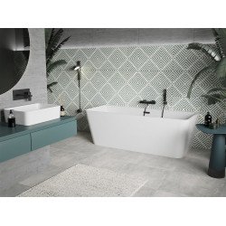 Luxury Volta szabadon álló fürdökád akril falhoz tolható 170 x 75 cm, fehér,  leeresztö   fekete - 51131707500-B Térben álló kád