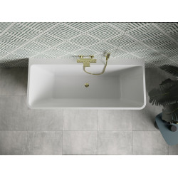 Luxury Volta szabadon álló fürdökád akril falhoz tolható 170 x 75 cm, fehér,  leeresztö arany - 51131707500-G Térben álló kád