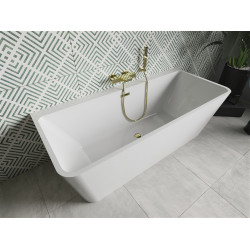 Luxury Volta szabadon álló fürdökád akril falhoz tolható 170 x 75 cm, fehér,  leeresztö arany - 51131707500-G Térben álló kád